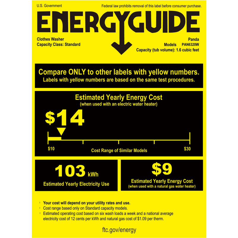 Panda 1.34 Cubic Feet cu. ft. Portable Washer in White & Reviews Wayfair